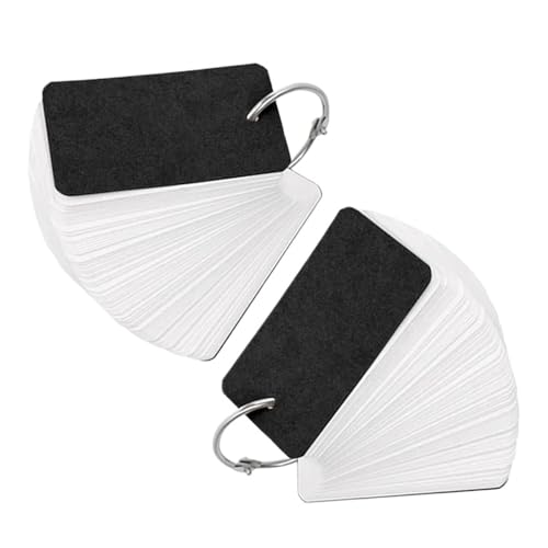400-100 Sheets Kraft Paper Index Cards Portable Flash Cards With Ring Binder Study Memo Notecards For School Learning Supplies(Black-200Sheets) - color: Black-200Sheets