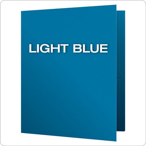Oxford Twin-Pocket Folders, Textured Paper, Letter Size, Light Blue, Holds 100 Sheets, Box of 25 (57501EE) - color: Light Blue, size: 25 Count (Pack of 1)