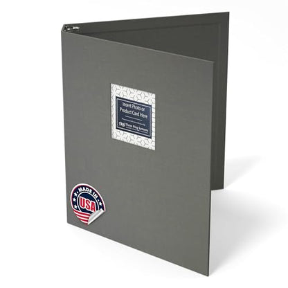 Customizable 1-Inch 3-Ring Binder with Linen Cover & Insertable Window – Ideal for Photos, Portfolios, Recipes, and Presentations – Durable, Eco-Friendly – Made in the USA (Dove Gray Linen) - color: Dove Grey