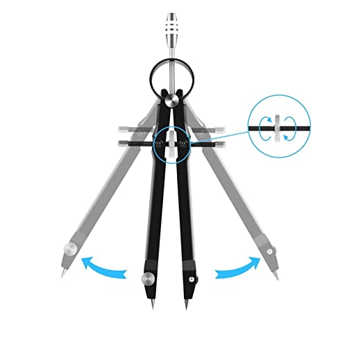 Drawing Compass Drafting Tools Professional Compass Math Geometry Kit Math Precision Painting Round Metal Compass Student Stationery School Supplies Math Ruler Kit(Black) - color: Black