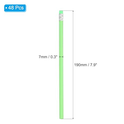PATIKIL Round Pencils, 48 Pack HB Graphite Pencils with Eraser Wood Pencils Cute Pencil for Classroom Teacher Office Supplies, Green - color: Green