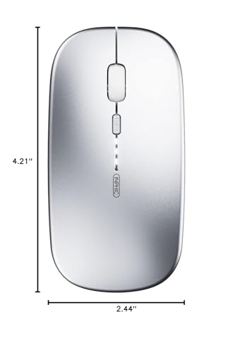 INPHIC Rechargeable Wireless Computer Bluetooth Mouse Tri-Mode | BT 5.0/4.0+2.4G, Multi-Device Slim Silent Mouse, 2400 DPI Portable Mouse for iPad MacBook Laptop Android Tablet Windows PC - color: Silver, style: 2.4G