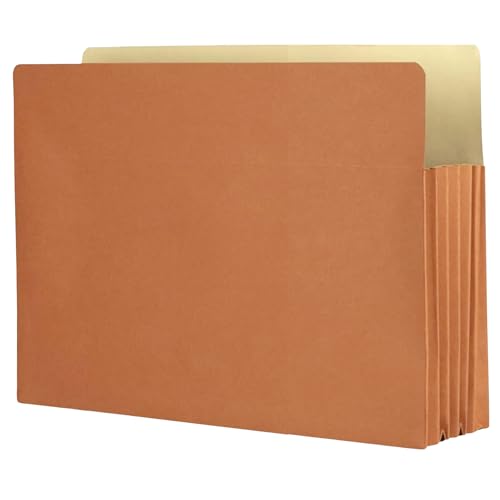 The File King 5.25" Expanding Accordion File Folder, Letter Size, Box of 50 | Red Rope Exterior | Manila Interior | Straight-Cut Tab | For Law, Accounting & Business Filing | Made in USA - color: Box of 50, size: 5.25" Expansion
