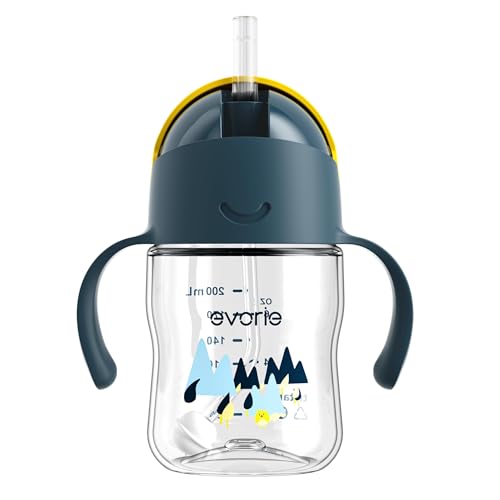 Evorie Tritan Weighted Straw Cup Baby Training Cup, Spill Proof, 7 Oz, 6M+ | BPA & BPS-Free, First learning cup, 360° drinking, Dishwasher safe, Durable Sippy Cup, Bumble Bee - color: Bumble Bee