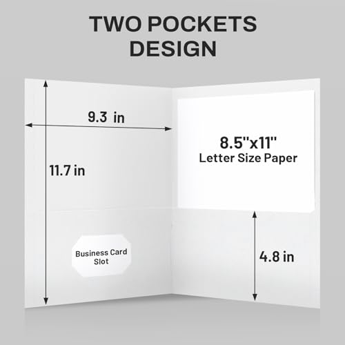 SUNEE Folders with Pockets (25 Pack, White), 2 Pocket Folders Fit Letter Size Paper, Paper File Folder for School Office Home Bussiness - color: White, style: 25-Pack