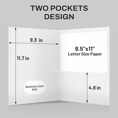 SUNEE Folders with Pockets (25 Pack, White), 2 Pocket Folders Fit Letter Size Paper, Paper File Folder for School Office Home Bussiness - color: White, style: 25-Pack
