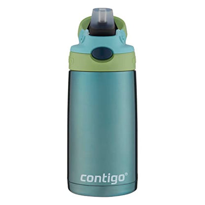 Contigo Kids Stainless Steel Water Bottle with Redesigned AUTOSPOUT Straw, 13oz, Green and Blue, Easy Clean, BPA Free - color: Ocean, size: 13 Ounces