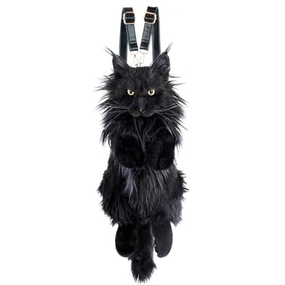 Chongker Realistic Cat Backpack, Handmade Plush Stuffed Animal Bag | Cat Purse Design With Adjustable Straps For Backpack, Shoulder And Crossbody Use. Companion Bag For School Travel And Gifts. - style: Mainecoon