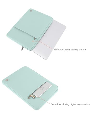 DOMISO Laptop Case Laptop Sleeve Cover Compatible with 15 inch MacBook Air M4/A3241 2025, M3/A3114,M2/A2941,15 inch MacBook Pro A1990 A1707,Compatible with Dell XPS 15 Plus with Pocket,Mint Green - color: Mint Green, size: 14 inch