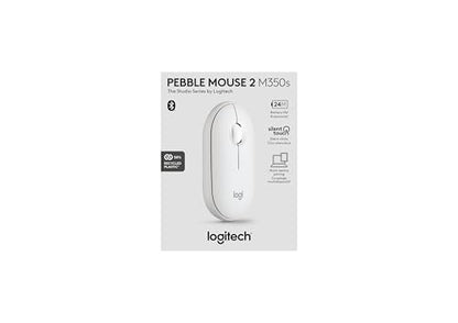 Logitech M350s Pebble 2 Bluetooth Wireless Mouse - Tonal White | Slim Bluetooth, Portable, Lightweight, Customizable Button, Quiet Clicks, Easy-Switch for Windows, macOS, iPadOS, Chrome OS - color: Tonal White