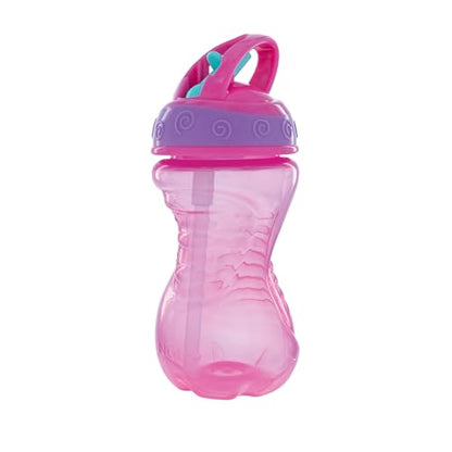 Nuby Flip-It Hard Straw Cups with Vari-Flo Straw - (2 Pack) 10 oz - Spill-Resistant - 12+ Months - Aqua/Pink - color: Pink & Aqua