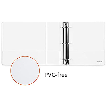 Amazon Basics 3 Ring Binders, 3 Inch D-Ring Organizer for School, Home Office, Paper Storage, White, 2 Pack - size: 2-Pack, style: 3-inch