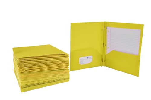 School Smart 2-Pocket Poly Folders with Fasteners, Yellow, Pack of 25 - color: Yellow, style: Fasteners