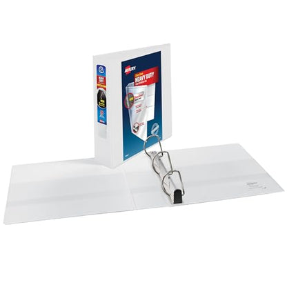 Avery Heavy-Duty View 3 Ring Binder, 2" One Touch Slant Rings, Holds 8.5" x 11" Paper, 4 White Binders (79790)