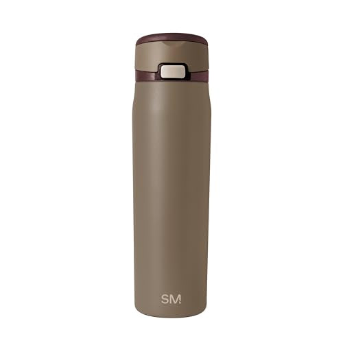 Simple Modern Mesa Loop Water Bottle with Covered Straw and Handle | 24oz Cup Holder Friendly Insulated Stainless Steel Bottles for Travel, Sports and School | Hazelnut - color: -Hazelnut, size: 24 Ounces