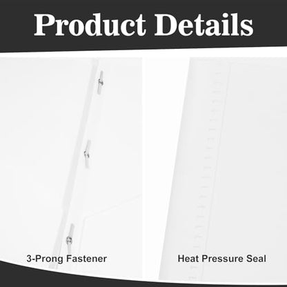 12-Pack Plastic Folders with Pockets and Prongs, 2-Pocket Poly Folders with 3 Fasteners Holds 8-1/2" x 11" Paper for School/Office/Home, White - color: White, size: 12-Pack