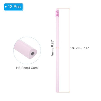 PATIKIL Round Pencils, 12 Pcs Triangle HB Graphite Pencil Wooden Pencils with Eraser for Classroom Office Writing Drawing Supplies, Purple - color: Light Purple