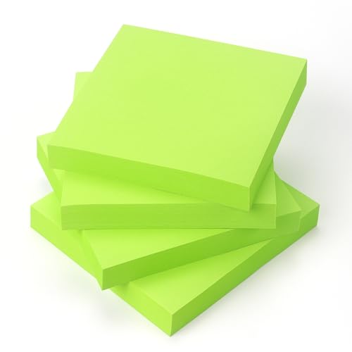 Sticky Notes 3x3 Pop Up Self-Stick Notes Pads with Bright Colors, Easy to Post for Office, School, Home, 4 Pads/Pack, 90 Sheets/Pad (Green) - color: Green