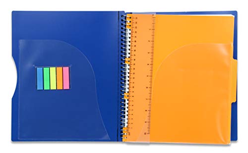 Mintra Office Durable PREMIUM Spiral Notebook, ((Blue, 1 Subject, 8.5in x 11in)), Fabric Covered Coils, No Snags, Removable Adjustable Pocket Dividers, Ruler, Organization, Customizable - color: Blue, size: 1 Subject (8.5in x 11in)