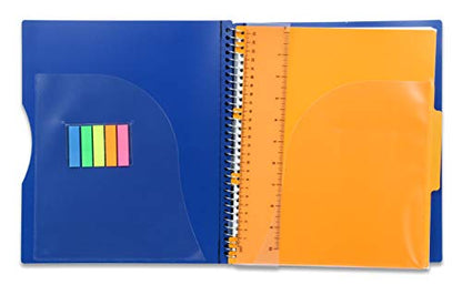 Mintra Office Durable PREMIUM Spiral Notebook, ((Blue, 1 Subject, 8.5in x 11in)), Fabric Covered Coils, No Snags, Removable Adjustable Pocket Dividers, Ruler, Organization, Customizable - color: Blue, size: 1 Subject (8.5in x 11in)