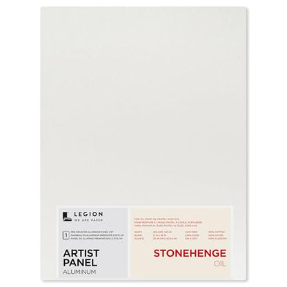 Legion Artist Panel, 1/8" Composite Brushed Aluminum with Stonehenge Oil 100% Cotton White 320gsm Paper, 12 x 16 inches for Oil Media - size: 12 x 16