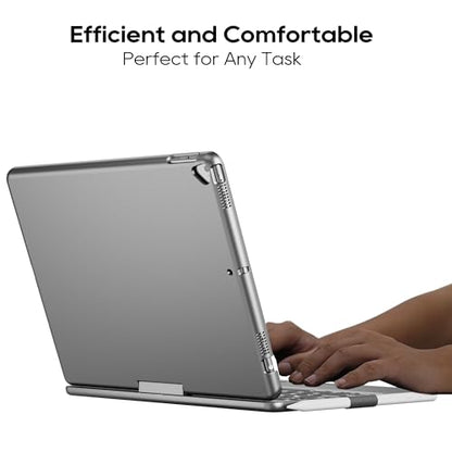 edaiser Swivel Keyboard Case iPad 10.2" (9th 8th 7th), Air 3rd Gen Gray | 360 Degree Rotatable Protective Cover with Pencil Holder | Multi-Touch Trackpad, RGB Backlit | Flexible Adjustable View Angle - color: Space Gray, size: iPad 10.2"(9th-7th)& Air 3rd
