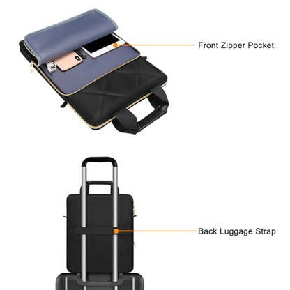 MOSISO Vertical Laptop Bag,Computer Bags,Rhombus Quilted Laptop Shoulder Bag with Trolley Sleeve&Pocket&Handle - color: Black, size: 16 inch