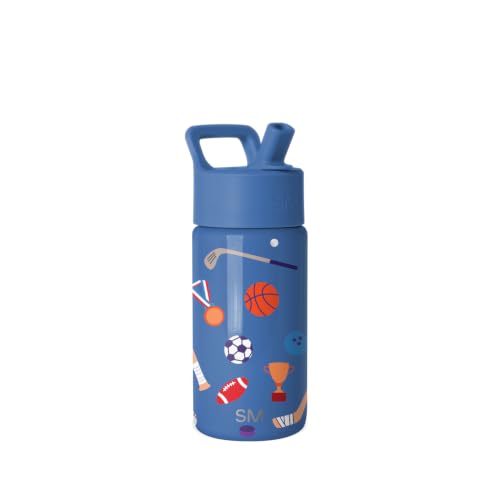 Simple Modern Kids Water Bottle with Straw Lid | 14oz Insulated Stainless Steel Kids Tumbler & Spill Proof Toddler Cup for School, Girls, Boys | Summit | Sports Balls - color: -Sports Balls, size: 14 Ounces