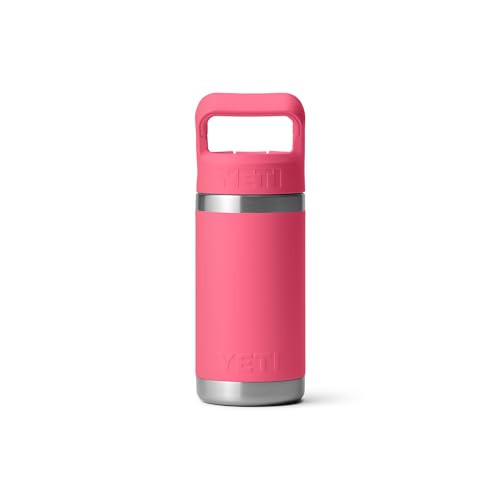 YETI Rambler Jr. 12 oz Kids Bottle, with Straw Cap - color: Tropical Pink