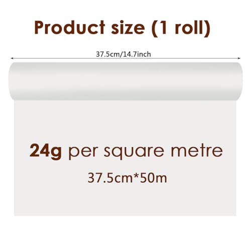 TIMESETL Tracing Paper Roll 14.7in x 55yd Trace Paper White Tracing Paper for Drawing Translucent Trace Paper Roll for Sewing Pattern Paper for Trace, Drawing, Sketch, Craft