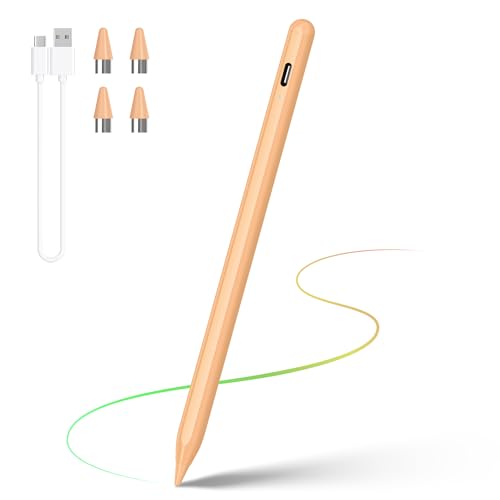 DRYMOKINI Stylus Pen for Touchscreen, Active Stylus Compatible for Android and i-OS Tablet/Phones, Rechargeable Universal Stylist Pencil Compatible for A-pple/i-Pad/Phone Tablet, Peach Orange - color: Peach Orange