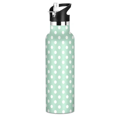 Kids Insulated Water Bottle for Boys Girls Polka Dot Mint Green 20 oz Stainless Steel Travel Mug Sport Water Bottles for Gym School - color: Multi08