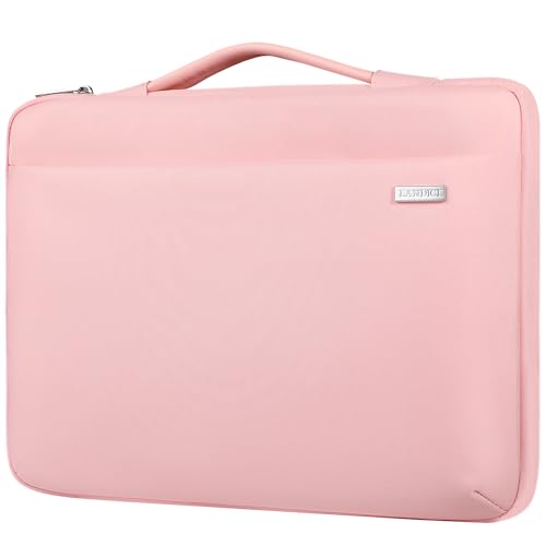 LANDICI 360°Laptop Sleeve Case 14 15 Inch Compatible with MacBook Air 15 M2/M3/M4 2022-2025, MacBook Pro 15, Hp chromebook 14, Waterproof Computer Bag Cover with Handle, Pink - color: Light Pink, size: 14-15 inch