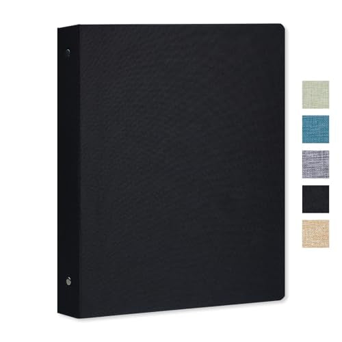 3 Ring Binder 1 Inch, Linen Binder for 8.5" x 11" Paper - Professional Planner with 2 Interior Pockets for School, Office, and Home Organization - color: Black, size: 1 Pack