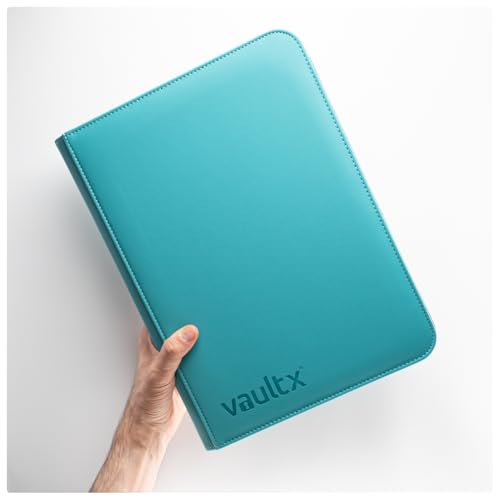 Vault X 9 Pocket Zip Trading Card Binder 360 Cards Exo-Tec (Teal) | Holds 360 standard-size TCG cards in 20 side-loading 9-pocket pages. Padded, water-resistant Exo-Tec cover. - color: Teal, size: 6.8cm x 9.7cm