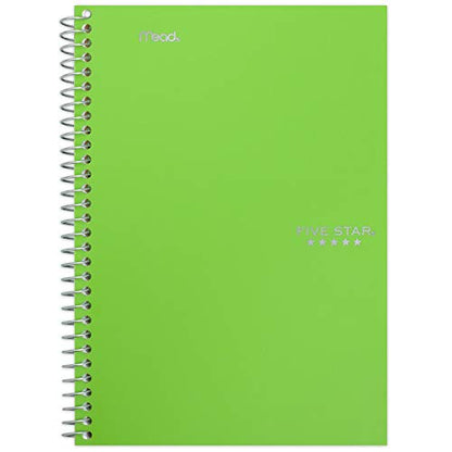 Five Star Small Spiral Notebooks, 6 Pack, 2 Subject, College Ruled Paper, 9-1/2" x 6", 100 Sheets, Amethyst Purple, Sedona Orange, Seaglass Green, Tidewater Blue, Gray, Black (73711)