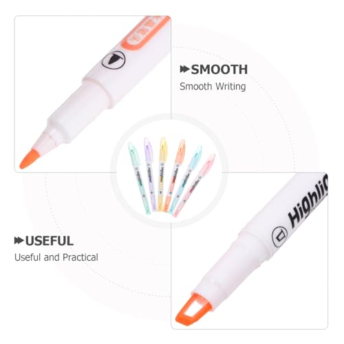 LALAFINA 6 Pack Dual Tip Highlighters Clear View Highlighter for School,Office, Bible, Notes, Journaling, Planners