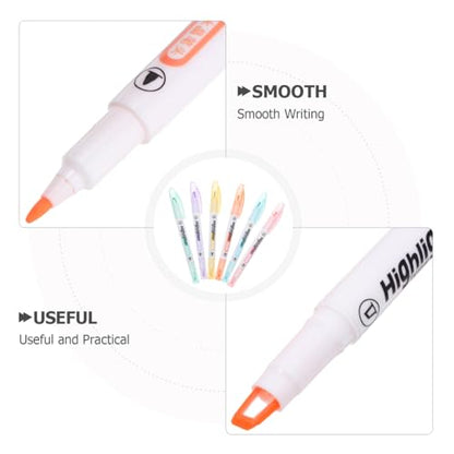 LALAFINA 6 Pack Dual Tip Highlighters Clear View Highlighter for School,Office, Bible, Notes, Journaling, Planners