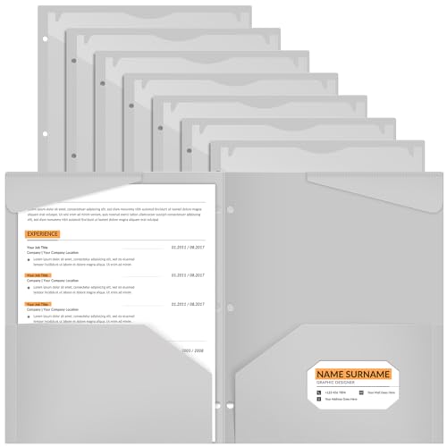 Henoyso 24 Pcs Grayish White Plastic Folders with 2 Pockets and Clear Front Pocket 3 Holes Bulk Heavy Duty Letter Size Folders for Back to School, Office & Home, Classroom Organization - color: Grayish White