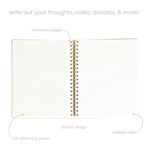 Pearhead Euro Breakfast Hardcover Spiral Notebook, 8x10.5 College-Ruled Lined Journal with Perforated Pages, 200 Pages for Planning, Work & School - color: Blue & White European Vacation Spiral Notebook