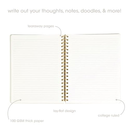 Pearhead Euro Breakfast Hardcover Spiral Notebook, 8x10.5 College-Ruled Lined Journal with Perforated Pages, 200 Pages for Planning, Work & School - color: Blue & White European Vacation Spiral Notebook