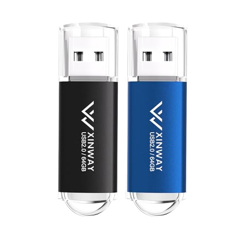 64GB USB 2.0 Flash Drives Thumb Drives Memory Stick Jump Drive Zip Drive, 2 Pack Mixed Colors: Black Blue - color: 64GB - Black Blue