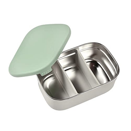 Beaba Stainless Steel Lunch Box, Kids Lunch Box with Silicone Lid, Bento Style Food Containers, Removable Silicone Dividers Make 1-3 Compartments, Sage - color: Sage