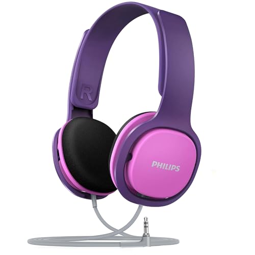 PHILIPS Kids Headphones with Cord, On-Ear Wired Headphones for Kids with Comfortable Fit & Clear Stereo Sound, 85dB Volume Limiter Headset for School/Tablet/iPad/Kindle, Ideal for Girls & Toddlers - color: Pink