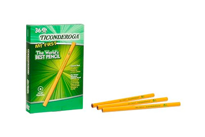 Ticonderoga My First Wood-Cased Pencils , #2 HB Soft, Without Eraser, Yellow, 36 Count (X33036) - size: 36 Count (Pack of 1), style: W/Out Erasers