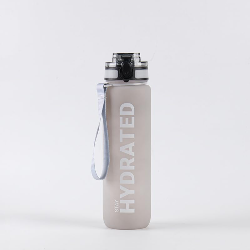 32oz Water Bottle with Time Marker, Leakproof & Motivational Gradient Design, BPA Free, Wide Mouth with Easy Clean Brush for Gym, Travel, Home & Office (Grey) - color: Black