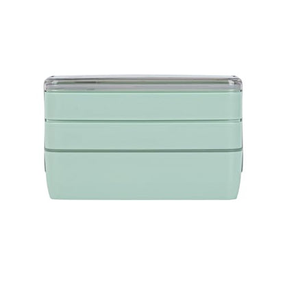 Bento Tek 30 Ounce Bento Box, 1 Stackable 3 Compartment Lunch Container - With Fork And Knife, Does Not Contain BPA, Green Plastic Reusable Lunch Box, Microwavable, Dishwashable - Restaurantware - size: 1 Count, style: 30 oz - Green