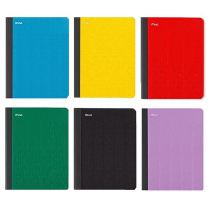 Five Star Composition Book + Study App, 4 Pack, Wide Ruled Paper, 7-1/2" x 9-3/4", 80 Sheets, Forest Green, Tidewater Blue, Fire Red and Harvest Yellow (950033B-ECM) - size: 4 Pack, style: Wide Ruled