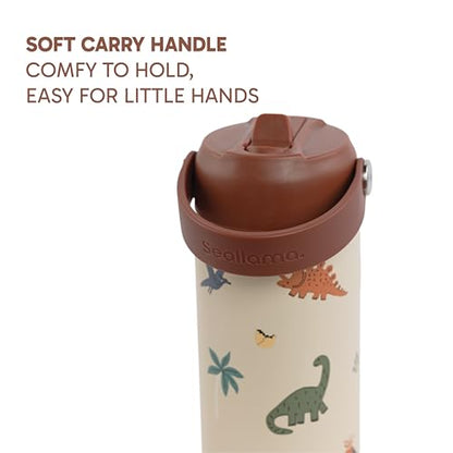 Seallama. Kids Water Bottle - 14 oz Stainless Steel Tumbler with Straw Lid, Vacuum Insulated Double Wall Travel Cup, Leak-Proof Reusable Drink Bottle for School & Everyday Hydration - color: Jurrasic Jive