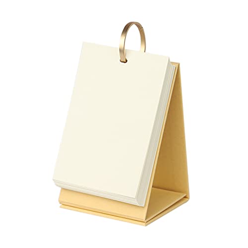Small Blank Flash Cards Index Cards Mini DIY Cover Sketchbook with Binder Rings 180Pcs Paper Standing Flip Blank Desk Calendar Drawing Sketch Book Memo Scratch Pads for Note Taking Painting Working - color: Khaki